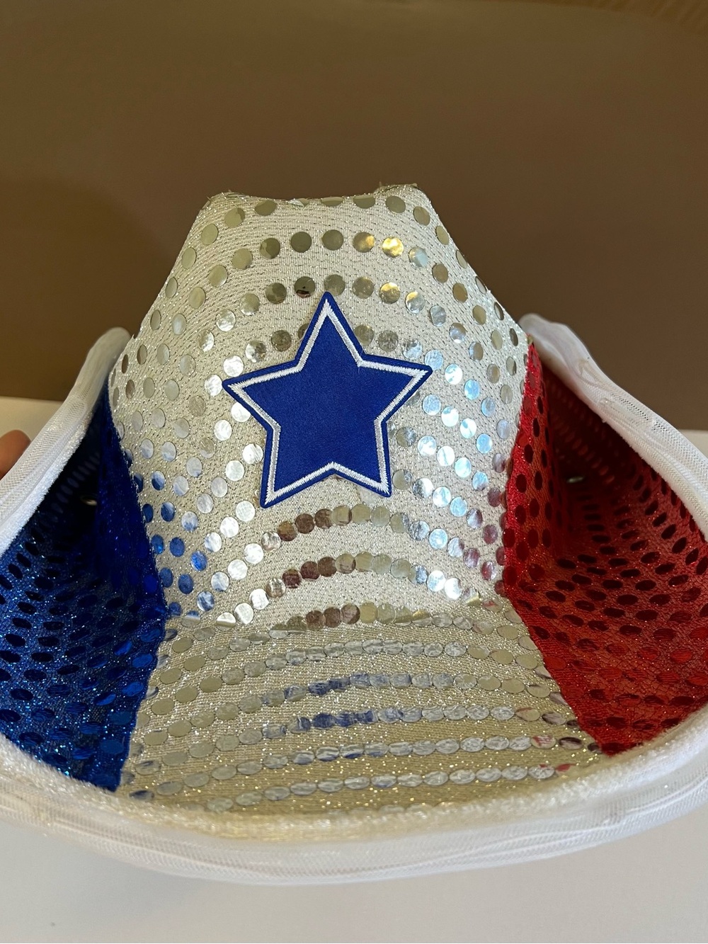 Red/Blue/White Sequins Cowboy Hat w/ Signature AS IS